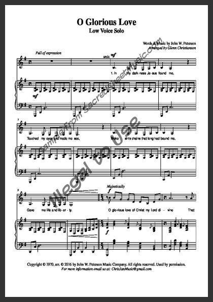 O Glorious Love Low Voice Solo Sacredsheetmusic Com