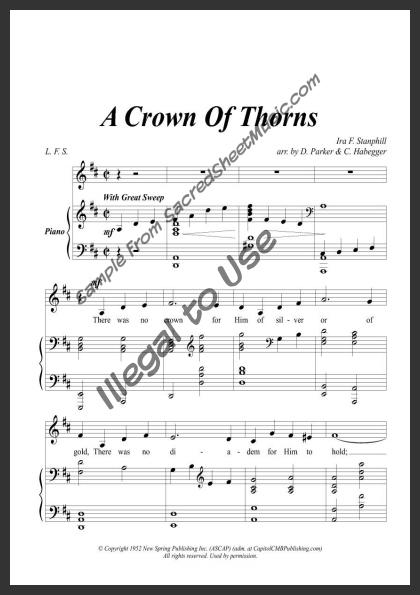 A Crown of Thorns  SacredSheetMusic.com